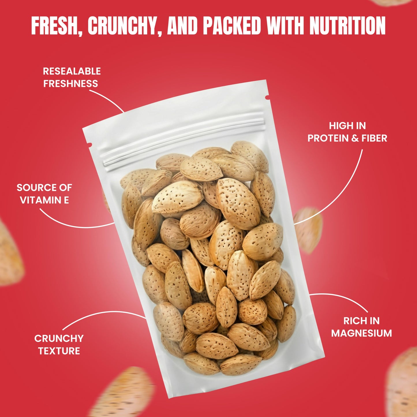 Jumbo California Almonds In Shell - 5 lbs (80oz) Premium Quality Kosher Raw Almonds By We Got Nuts - Natural & Healthy Rich Flavor Snack - Whole