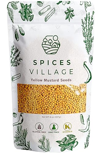 Spices Village Yellow Mustard Seeds, Whole Mustard Seeds for Pickling, All Natural & Dry Mustard Seasoning, 8 Ounces, Great for Culinary - Kosher