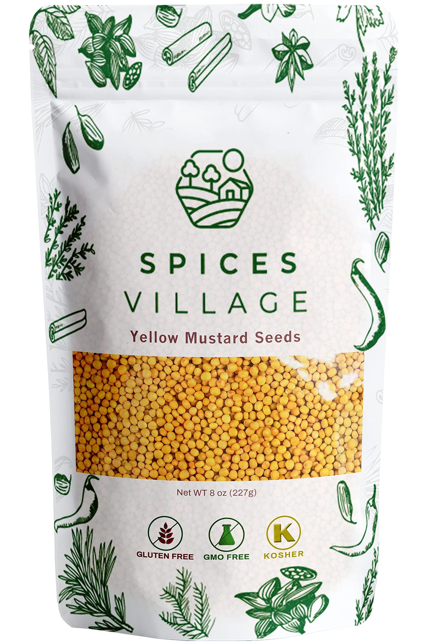 Spices Village Yellow Mustard Seeds, Whole Mustard Seeds for Pickling, All Natural & Dry Mustard Seasoning, 8 Ounces, Great for Culinary - Kosher