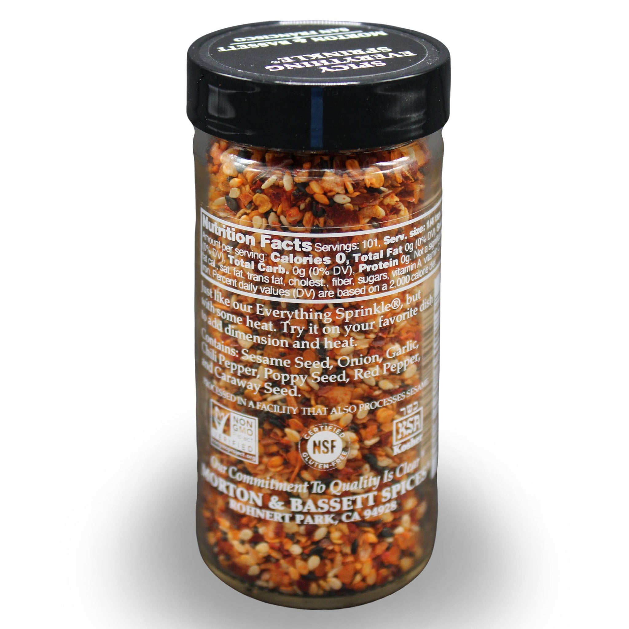 Morton & Bassett Spicy Everything Sprinkle® Seasoning, 2.2 oz - Salt-Free, Non-GMO, Bold & Crunchy Blend For Avocado Toast, Bagels & Eggs
