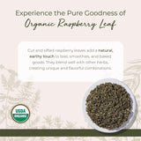 Starwest Botanicals Organic Raspberry Leaf - Herbal Loose Leaf Tea, Caffeine Free Natural Herbs, Pure Dried Raspberry Leaf, Cut & Sifted, Certified