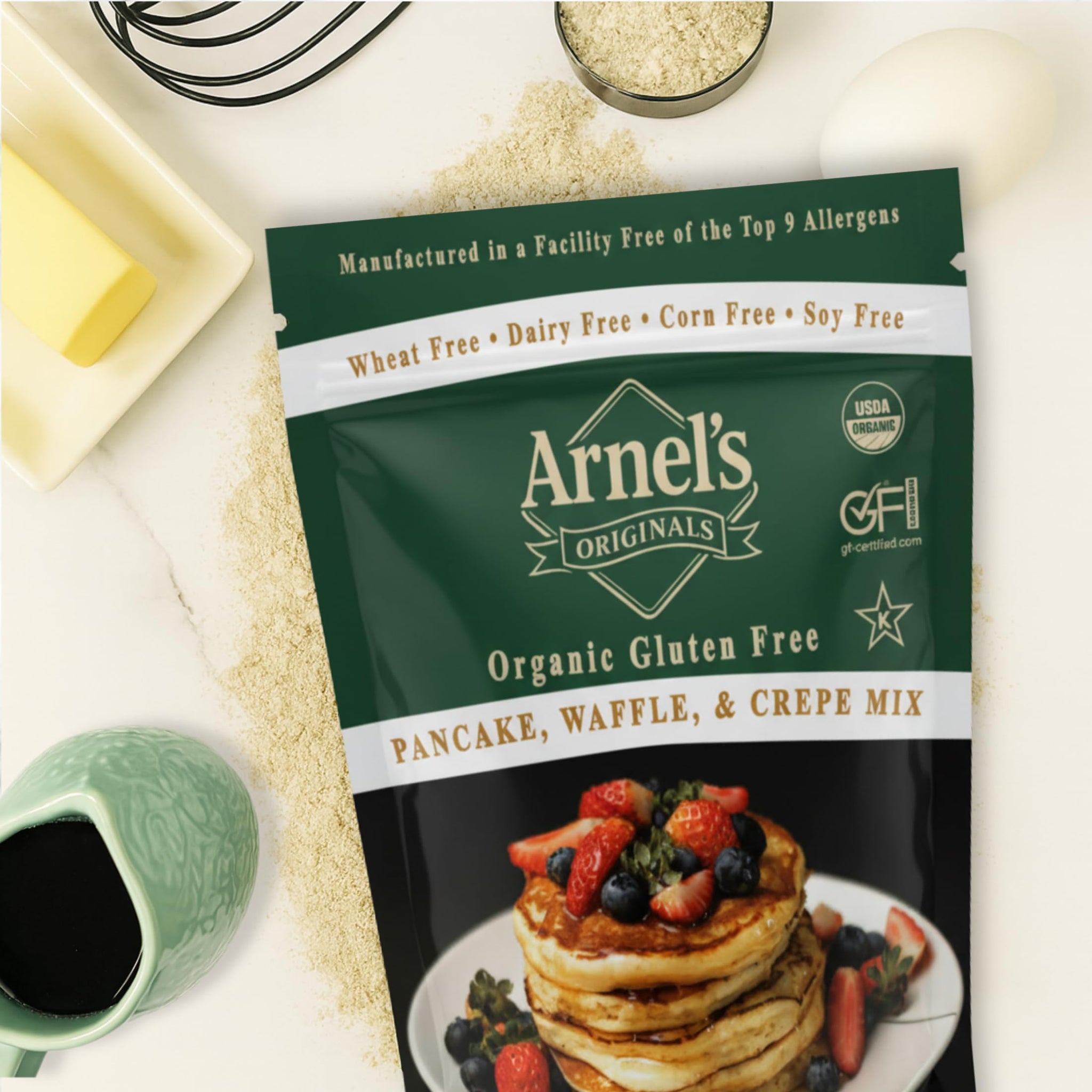 Pancake & Waffle Mix, High Protein, High Fiber, Certified Gluten free, Organic, non-GMO Verified, Certified Kosher, Gluten Free Baking, 2 Pounds
