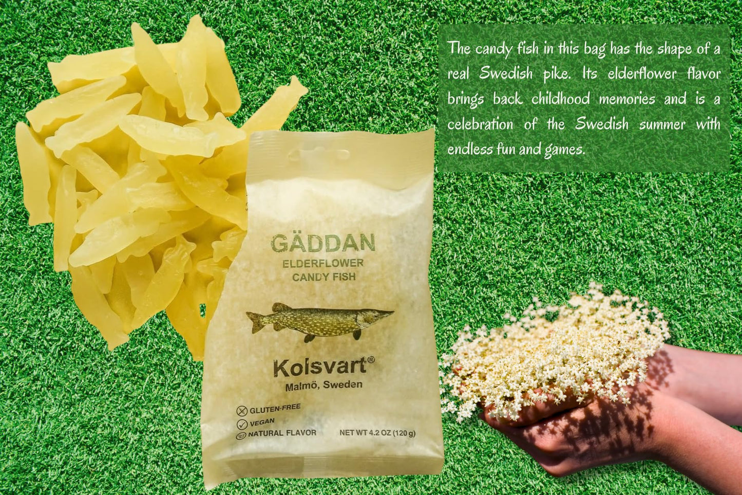 Kolsvart Elderflower Swedish Candy - Vegan & Gluten-Free Gummies with Natural Floral Flavor - Scandinavian Fruit Candy - 4.2 oz Each (Pack of 5)
