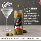 Collins Colossal Martini Pimento Olives | Premium Garnish for Cocktails, Martinis, and Salads, Snack Trays, Charcuterie, Cheese Plates, Condiment