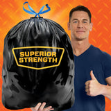 Hefty Strong 30 Gallon Trash Bags, Large Trash Bags 30 Gallon Size, Durable Drawstring Enclosure, Resists Punctures, Leaks, and Tears, Black