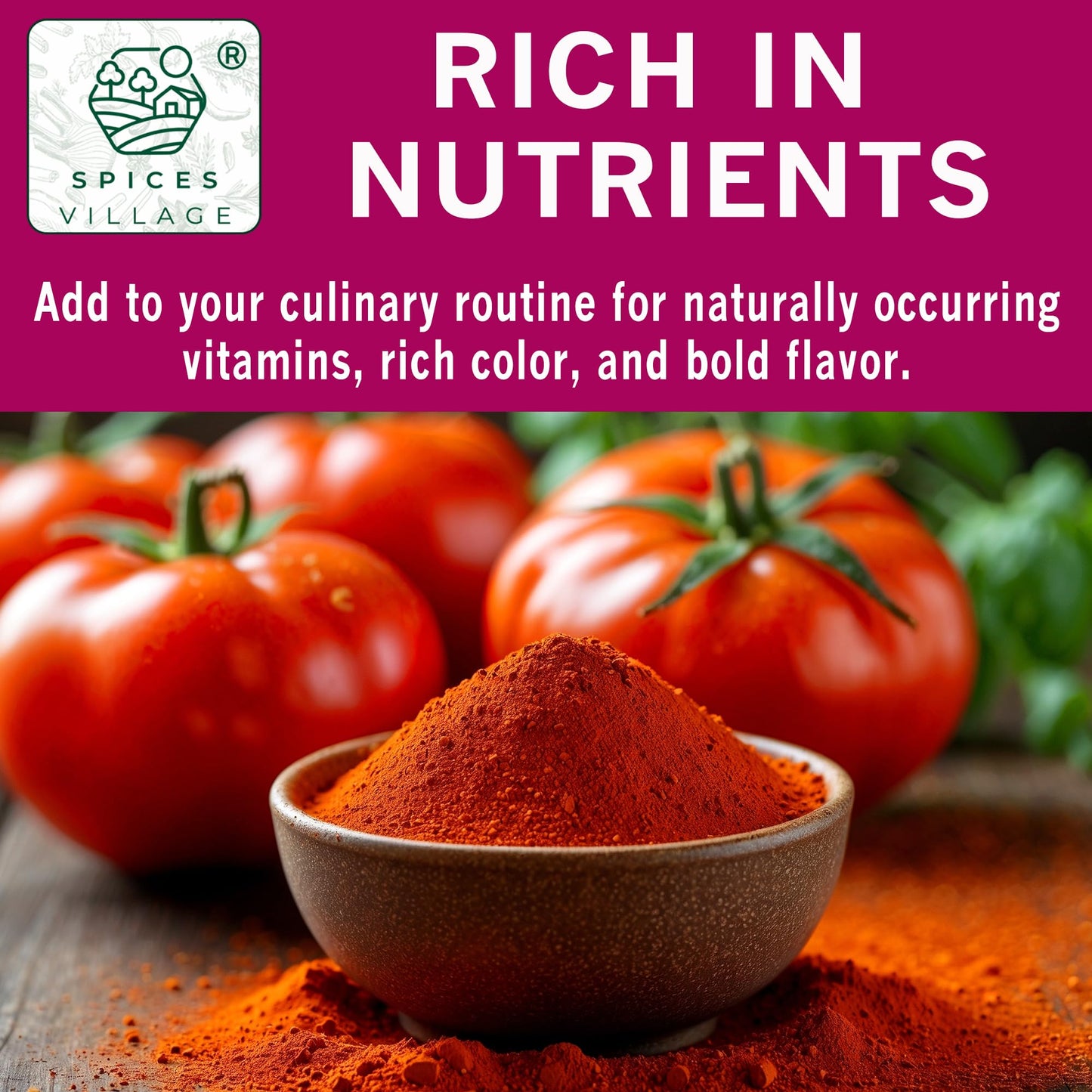 SPICES VILLAGE Tomato Powder for Cooking, Dried Tomato Powder, 8 Oz, Kosher, Gluten Free, Non GMO, Resealable Bulk Bag