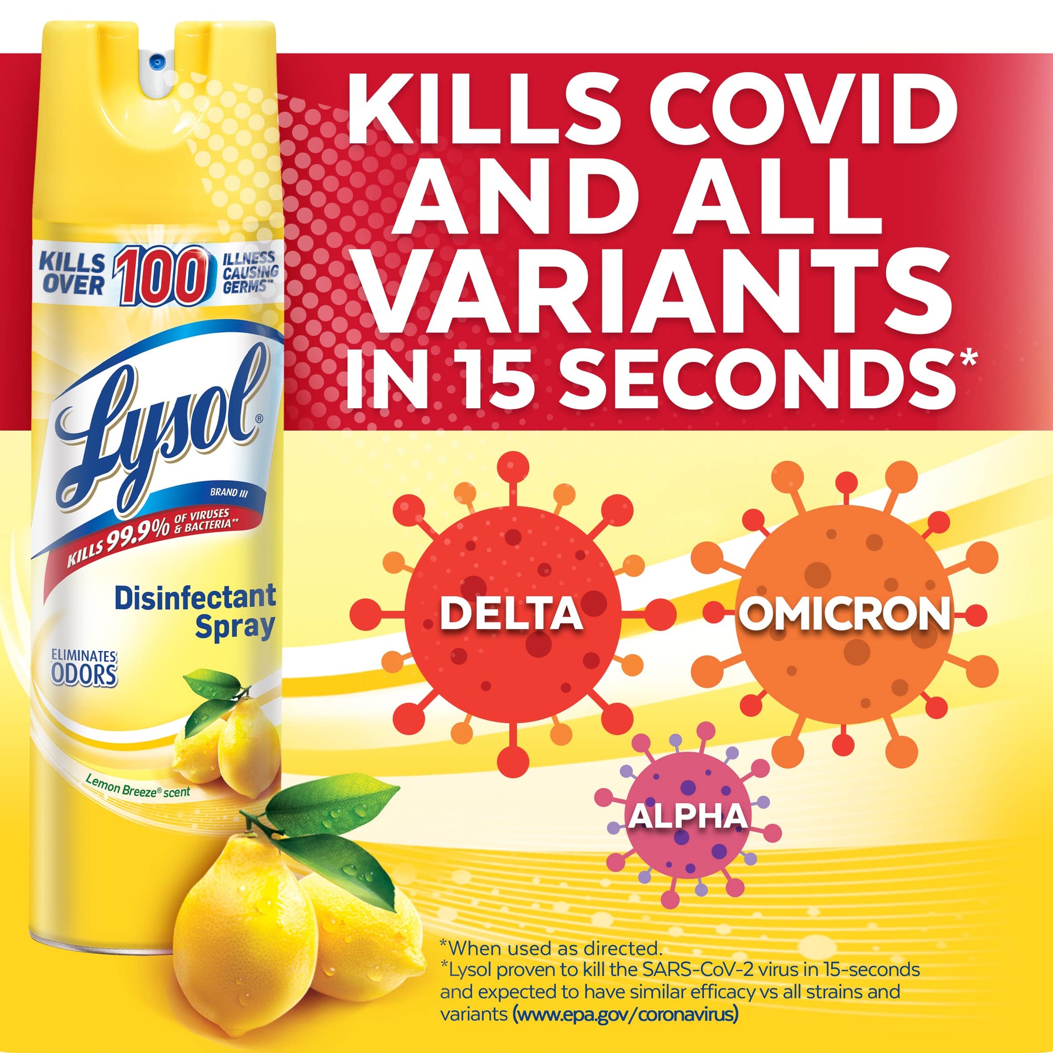 LYSOL Disinfectant Spray, Lemon Breeze 19 oz (Pack of 4)