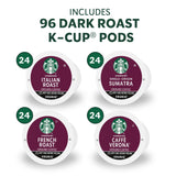 Starbucks K-Cup Coffee Pods, Dark Roast Hot or Iced Coffee, Variety Pack, 96 Keurig Pods
