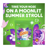 Gain flings! Laundry Detergent Soap Pacs, HE Compatible, 24 ct, Long Lasting Scent, Moonlight Breeze, Green