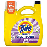 Tide Simply All-In-One Liquid Laundry Detergent, Berry Blossom Scent, 89 Loads, 117 fl oz