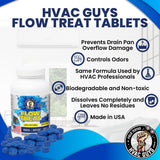 HVAC GUYS - Flow Treat Tabs - 200 Tablets | AC Drain Line Cleaner | Prevents Odors, Keeps HVAC Drain Pan Clean, Prevents Overflow | One Tablet Lasts