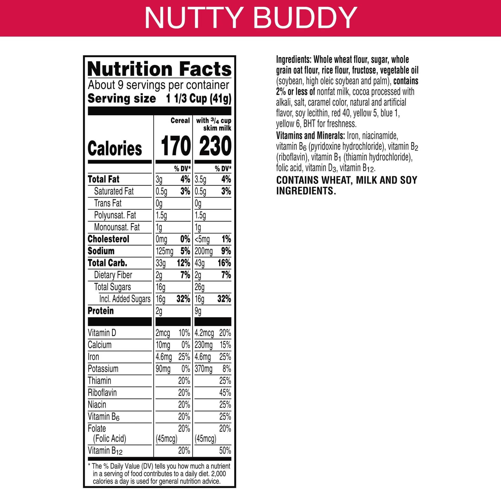 Little Debbie Breakfast Cereal, 8 Vitamins and Minerals, Kids Snacks, Family Size, Nutty Buddy, 13.1oz Box (1 Box)