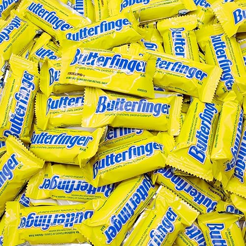 Butterfinger Candy Bars 1 lb - Anti Melt Pack, Crunchy Peanut Center, Chocolatey Shell, Individually Wrapped, Bulk Resealable Bag, Fun Size