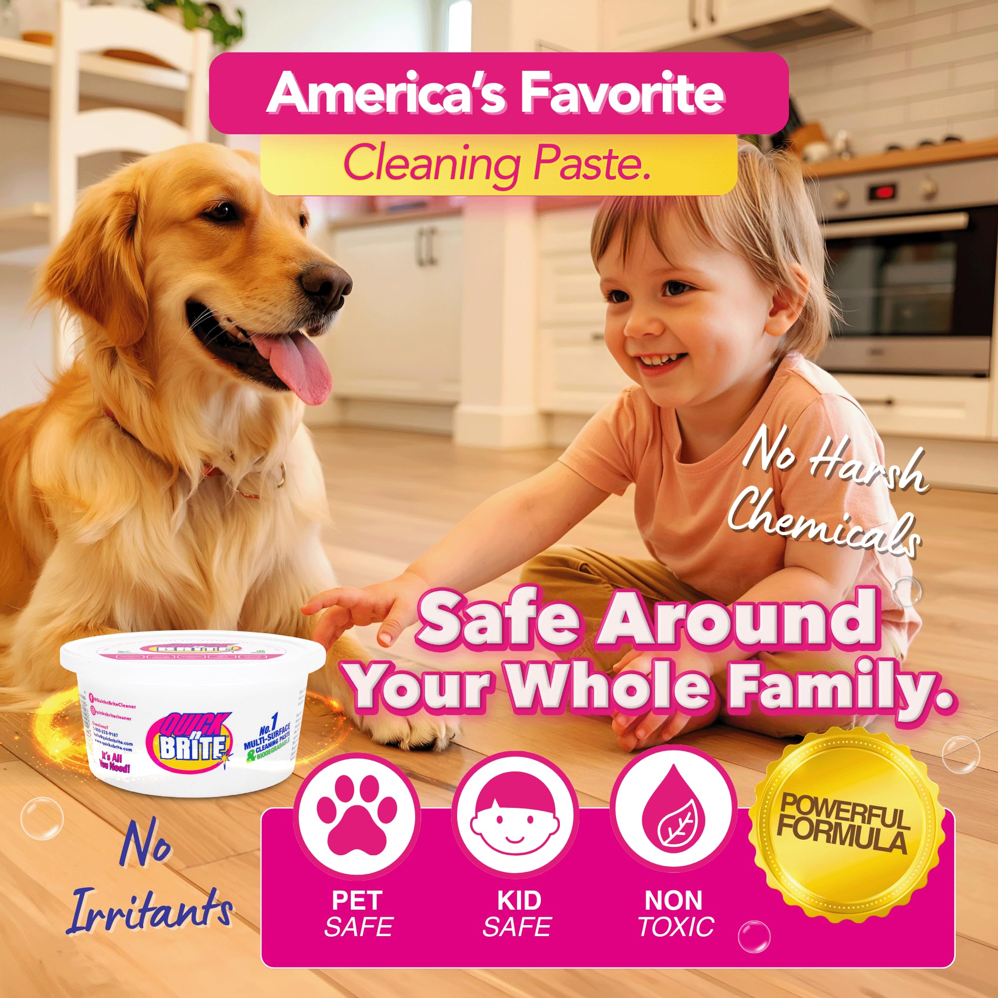 Quick 'n Brite All Purpose Cleaning Paste, True All Purpose Cleaner, Concentrated, 12 oz