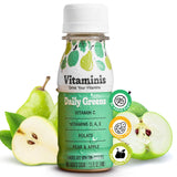 Vitaminis Daily Greens Drink - Apple Pear Juice with Vitamins C, D, A, E & Folate - No Added Sugar - Non-GMO - Gluten-Free - Shelf-Stable Mini Bottles