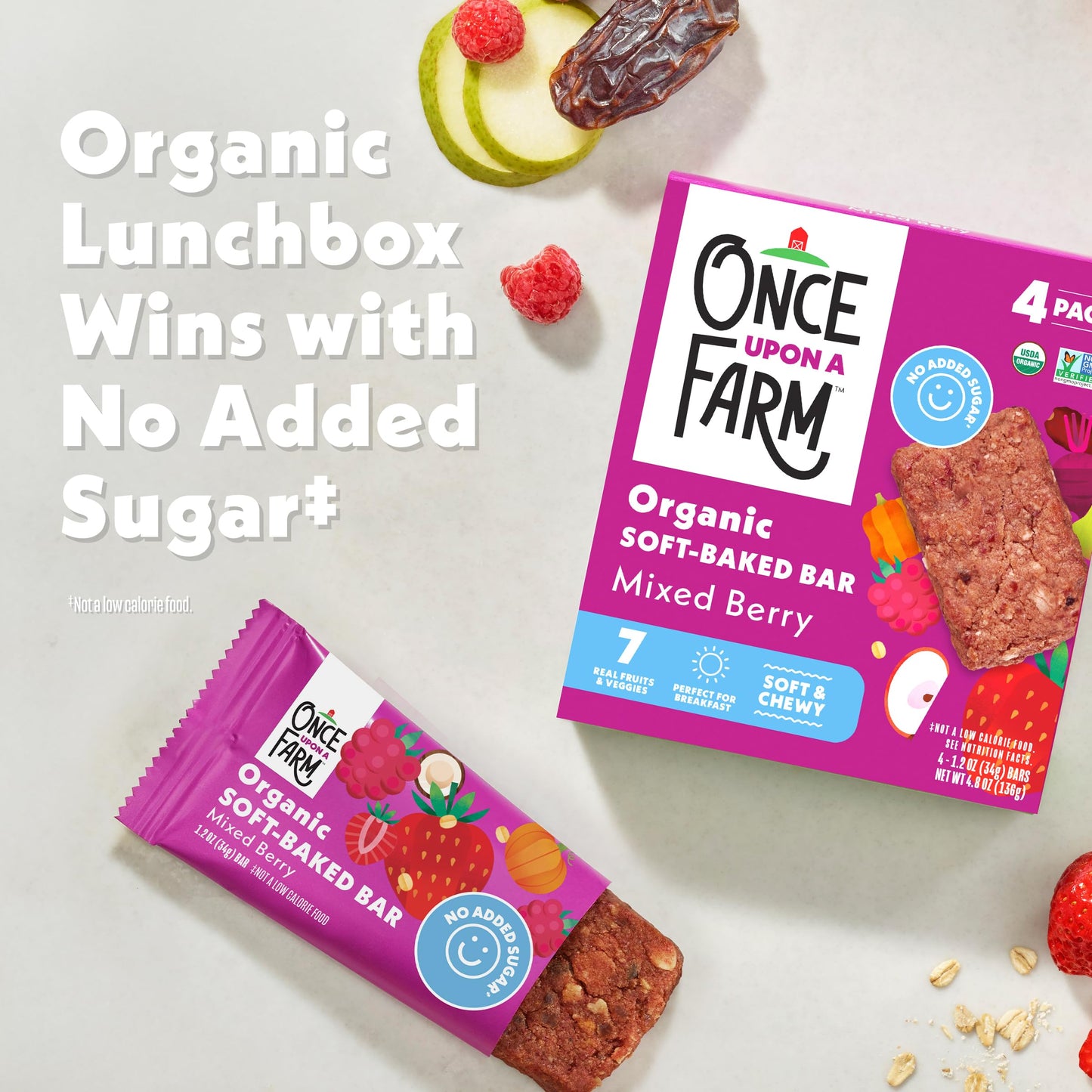Once Upon A Farm Organic Mixed Berry Soft-Baked Bars, 4 Count