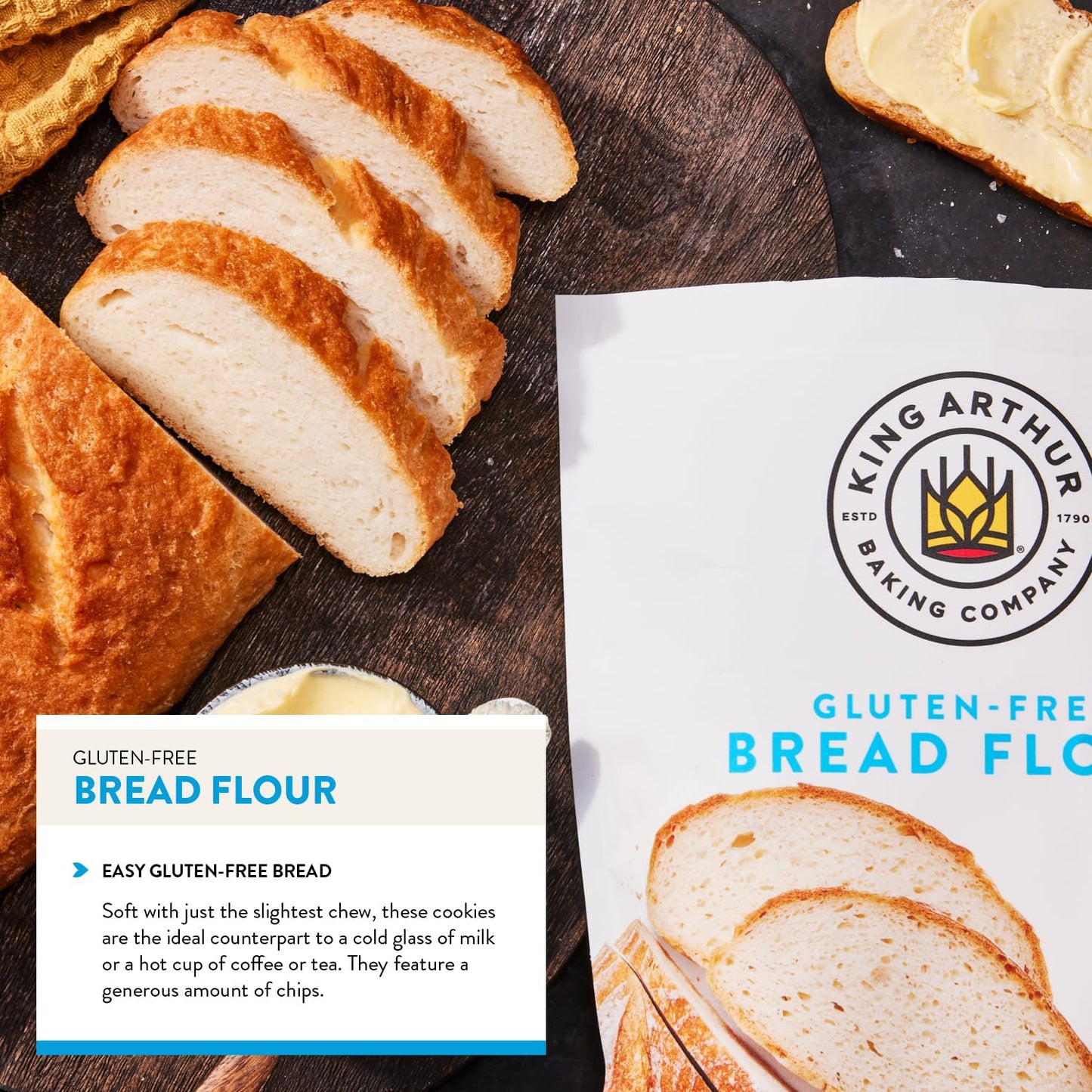 King Arthur Gluten-Free Bread Flour, 1:1 Replacement for Yeasted Recipes, 2 lb (Pack of 1) - Premium GF Flour for Artisan Boules, Bagels, Cinnamon