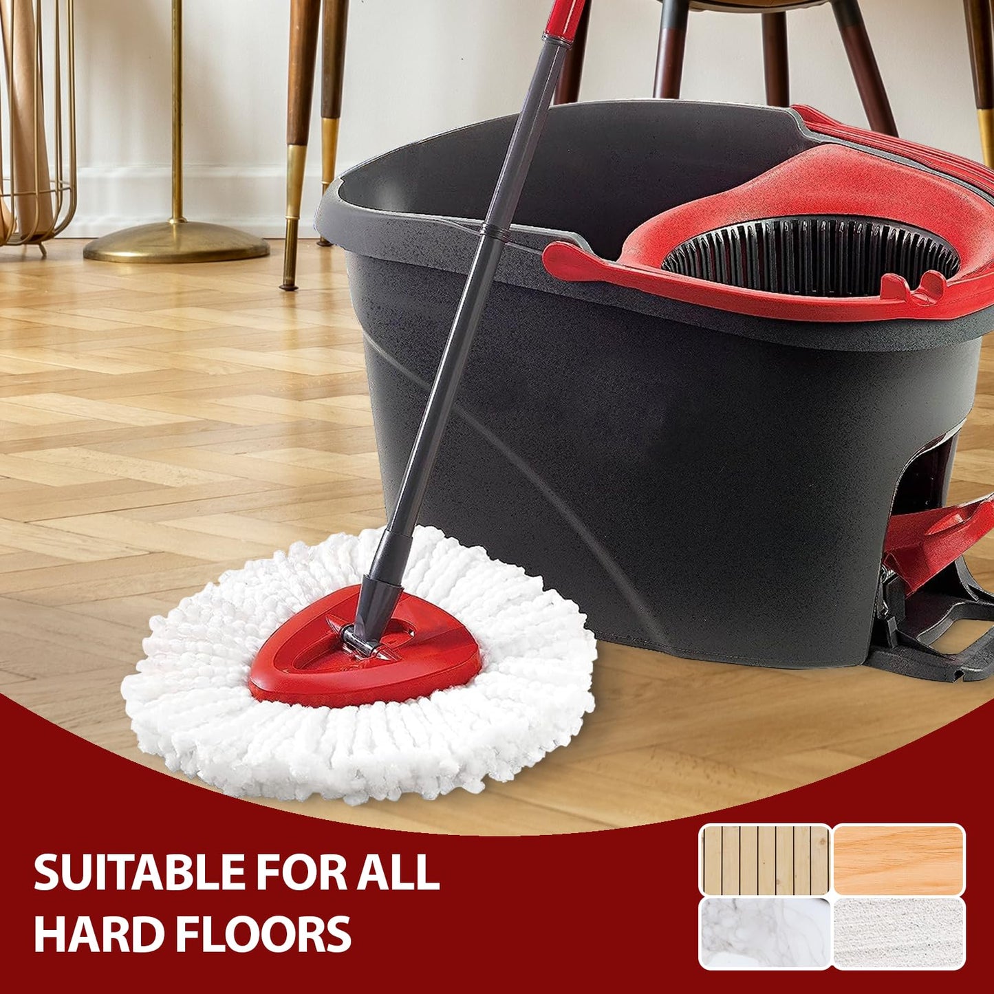 Spin Mop Replacement Head for O-Ceda EasyWring 1-Tank System, Microfiber Mop Refills for Home Cleaning, 6 Cedar Mop Replace Heads with 1 Replacement