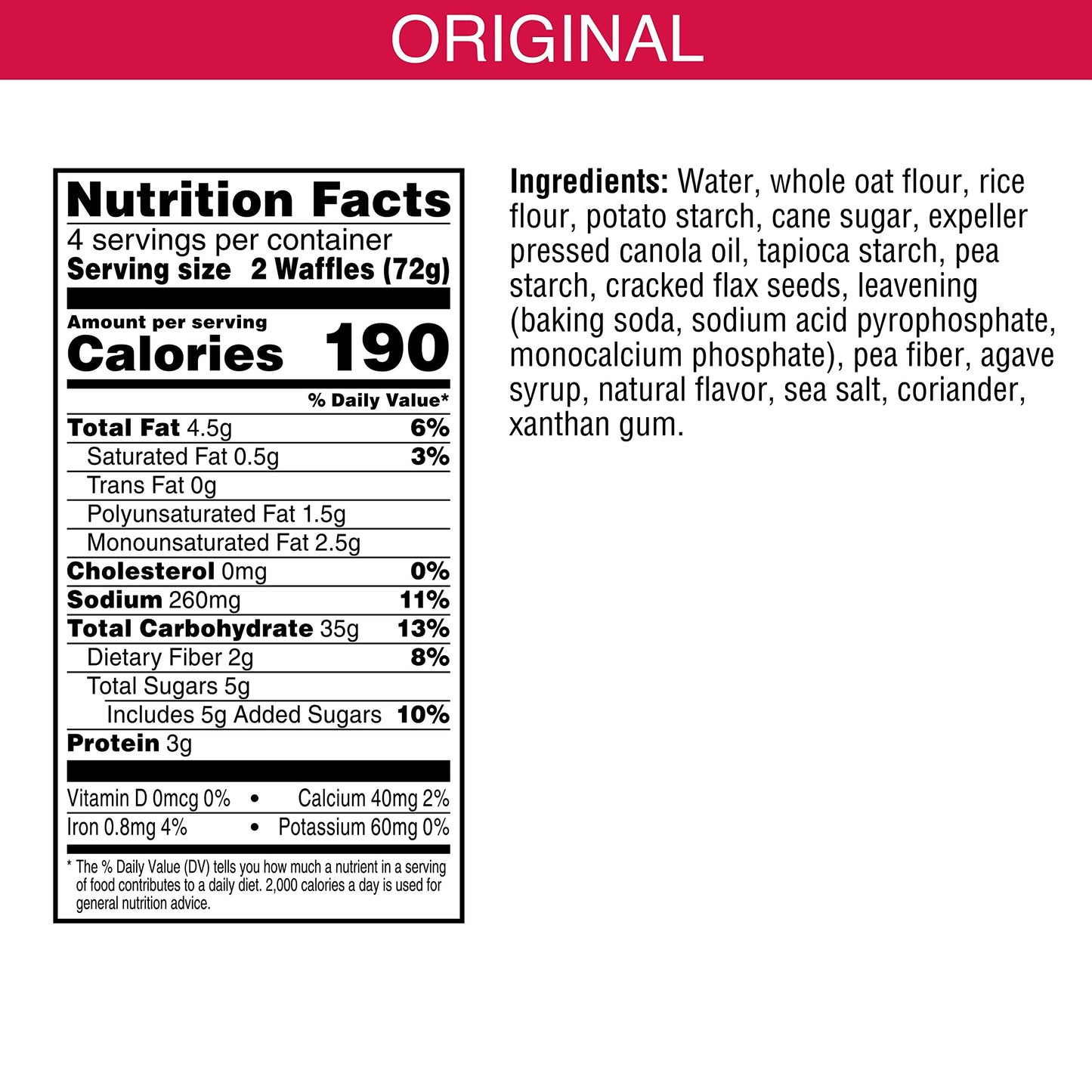 Kashi Frozen Waffles, Vegan and Gluten Free, Frozen Breakfast for Kids, Original, 10.1oz Box (8 Waffles)