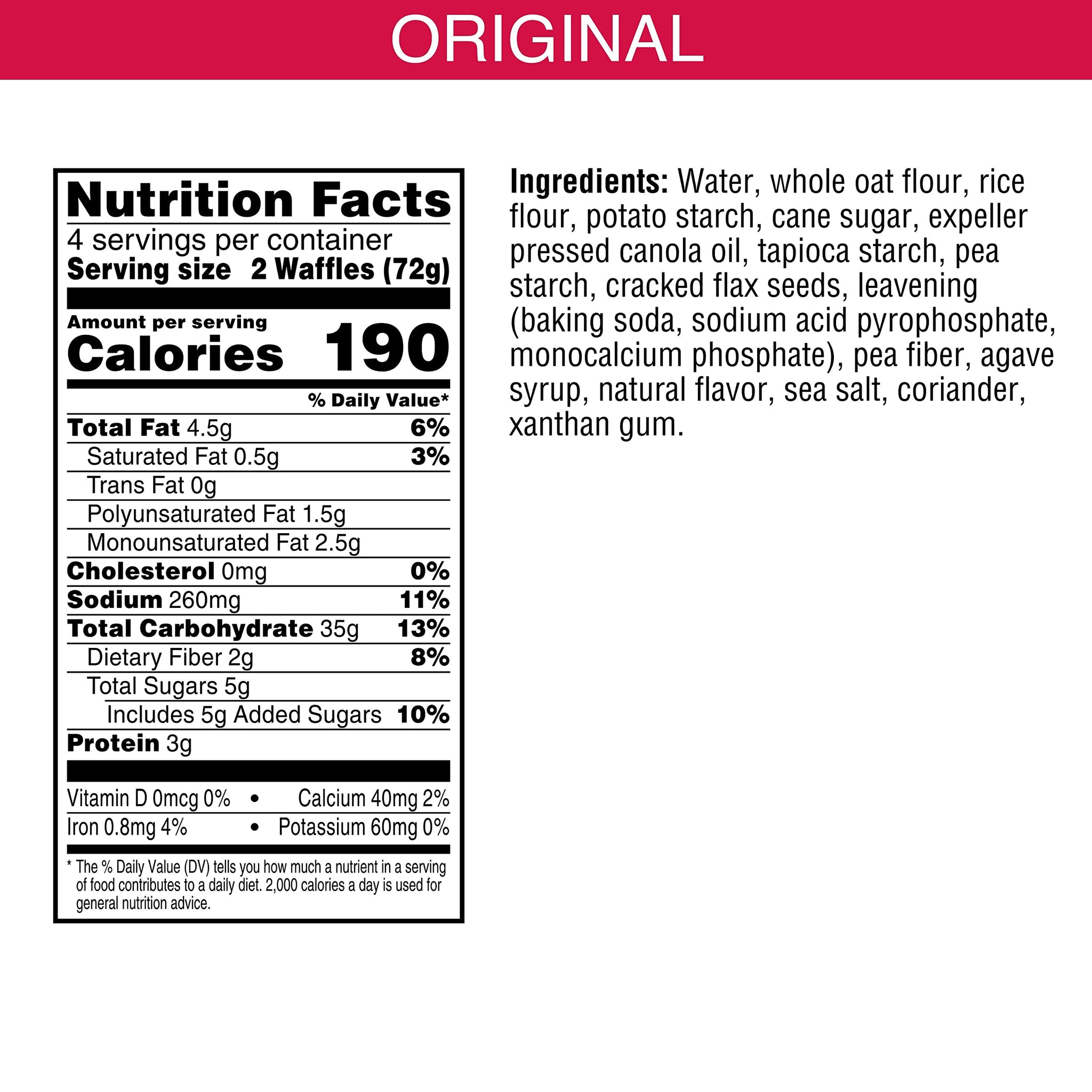 Kashi Frozen Waffles, Vegan and Gluten Free, Frozen Breakfast for Kids, Original, 10.1oz Box (8 Waffles)