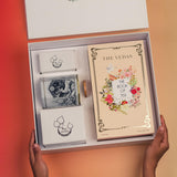The Vedas Tea Chest| Tea Gift Set | Premium Gift Set containing Glassmug with Infuser and Lid, Premium Black Tea Tin Caddy, Snadclock Timer, Coaster