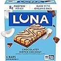 LUNA Bar - Chocolatey Dipped Coconut Flavor - Gluten Free Snack Bars - Non-GMO - Protein Bars - Made with Organic Oats (6 Pack)