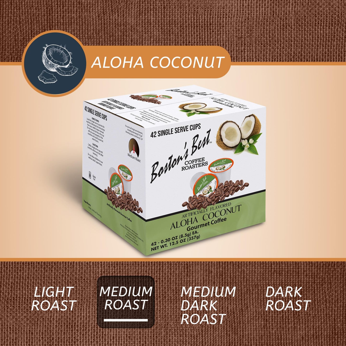 Boston’s Best - Aloha Coconut Flavored Delicious Gourmet Coffee Compatible with Keurig Coffee Maker, 1 Count (42 Single Serve Cups)