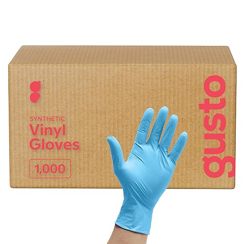 Comfy Package Synthetic Vinyl Disposable Gloves [Case of 1000] Powder & Latex Free, Non-Sterile, Blue Plastic Gloves for Cleaning, Food Prep