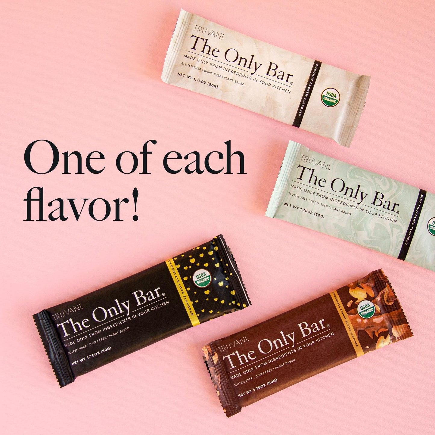 Truvani Plant Based Snack Bars | Variety 12 Pack | 5-8g Protein | USDA Organic and Vegan | The Only Bar | Dairy, Soy, and Gluten Free | Individually