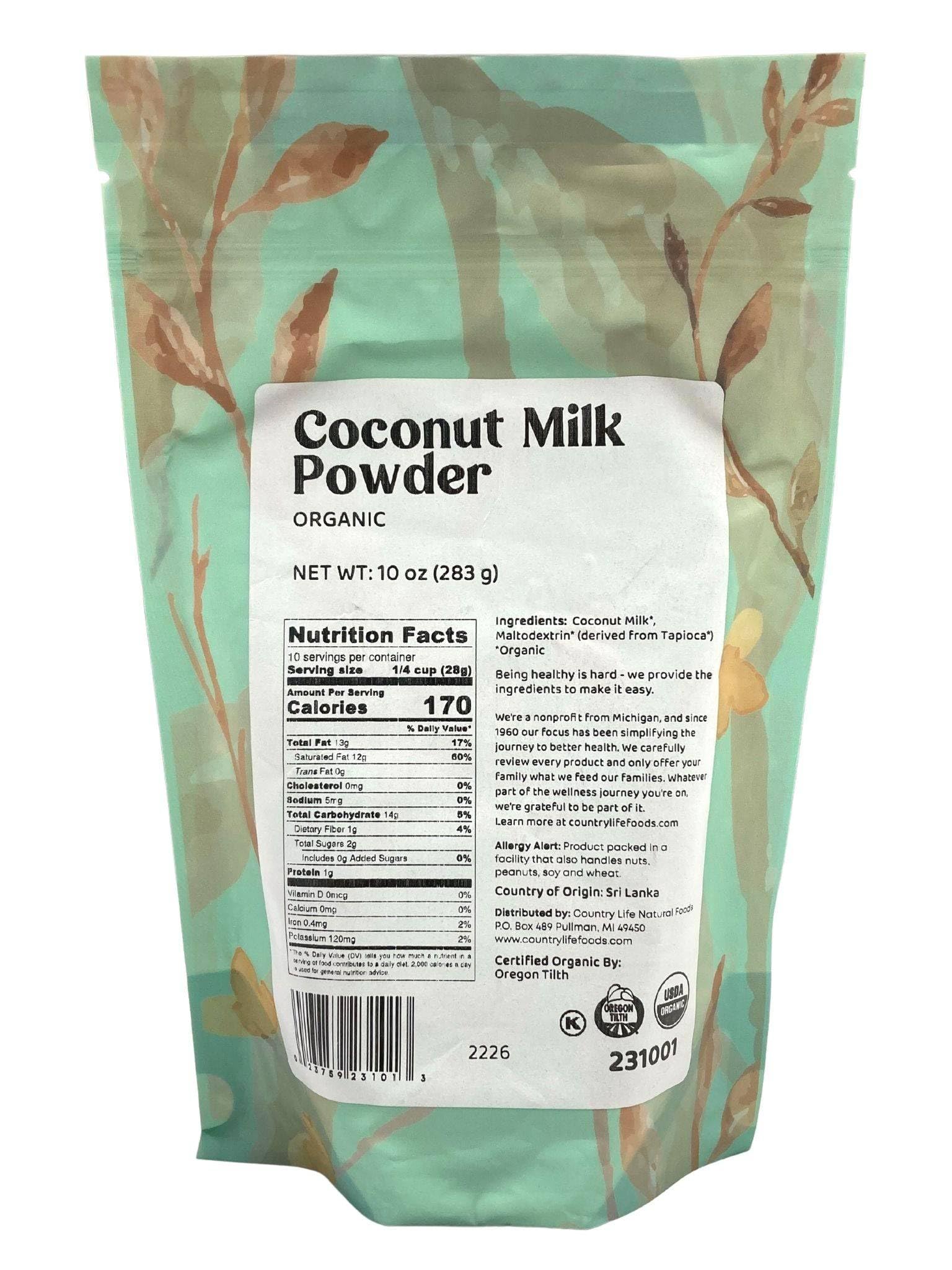 Organic Coconut Milk Powder, Plant-Based, Dairy Milk Substitute, Shelf-Stable, 10 oz