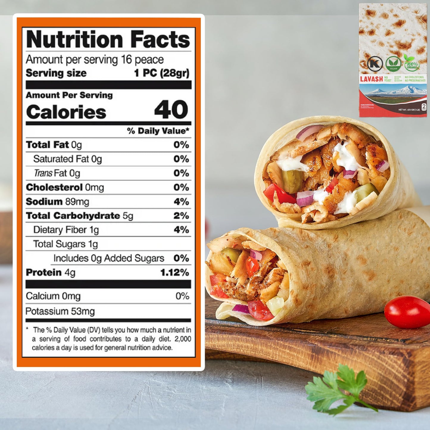 Armbread Low Carb Lavash Bread - Traditional 33 x 16 inch Fresh Baked Lavash Flatbread - GMO Free, Vegan & Kosher Certified - Authentic Flat Bread