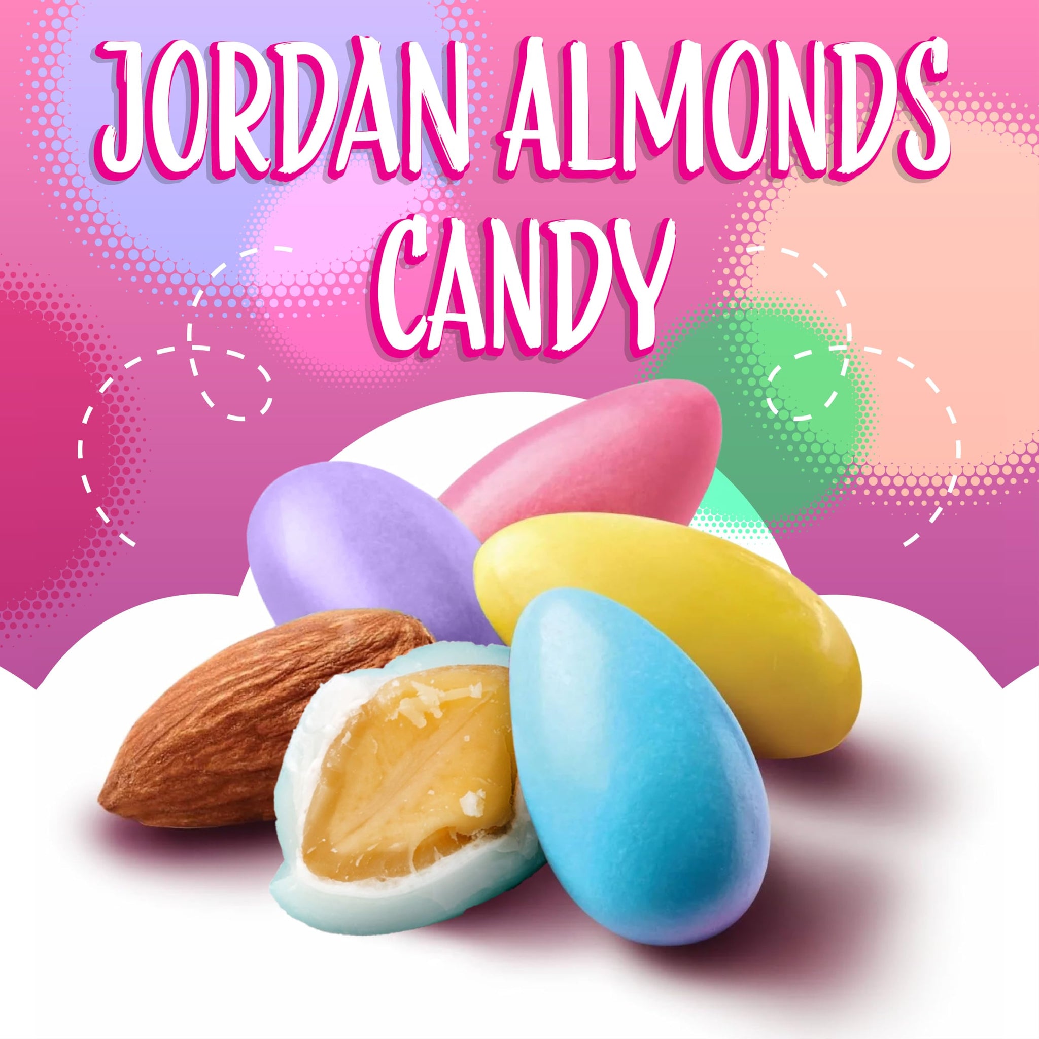 Jordan Almonds | 1-Pound Bag | Pastel Candy for Wedding Buffets, Party Favors, Bridal Showers & Elegant Candy Displays | Old Fashioned Coated Almonds