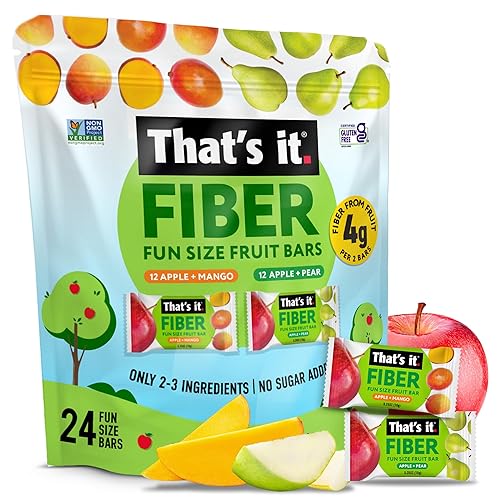 That’s it. Fiber Snacks for Kids - Fiber Fun Size Fruit Bar Variety Pack (Mango + Pear), 4g Fiber from Fruit per 2 Bars, No Added Sugar, 2-3