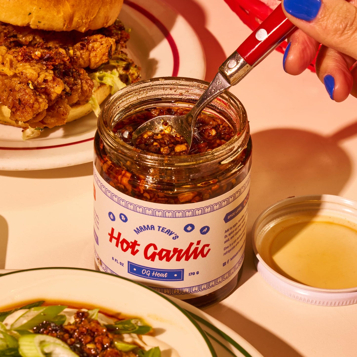 Mama Teav's Hot Garlic Chili Crisp - Spicy, Crunchy, Umami Chili Oil with Garlic & Cambodian Chilis - Vegan, Gluten-Free, All-Natural - Cold-Pressed