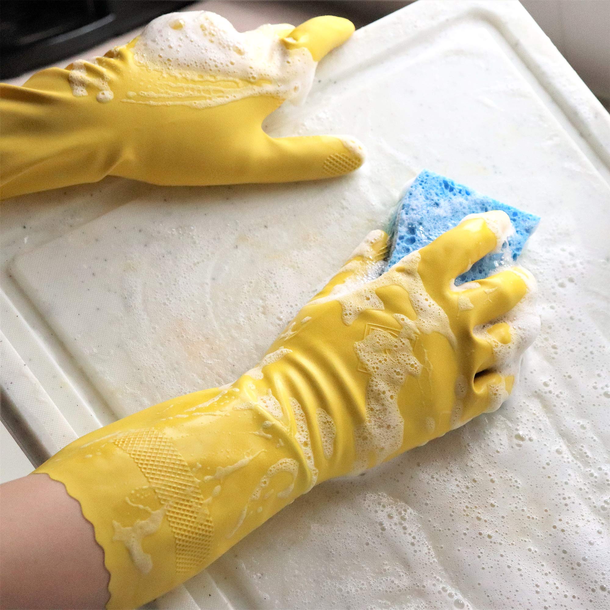 PLAYTEX HandSaver Reuseable Rubber Cleaning Gloves (Small, 6 Pairs), Everyday Protection Reusable Household Gloves