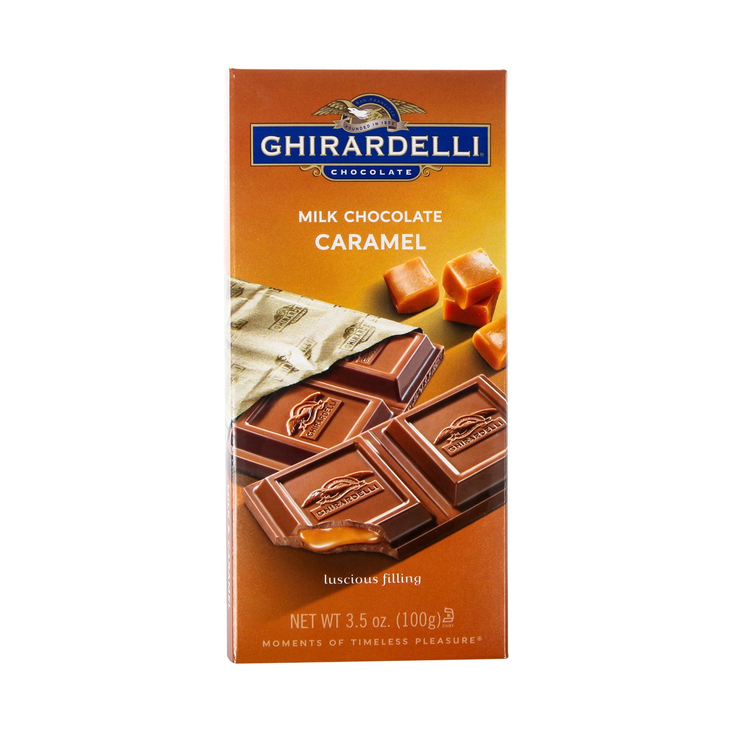 Ghirardelli Chocolate Bar, Milk and Caramel, 3.5 oz., 6 Count