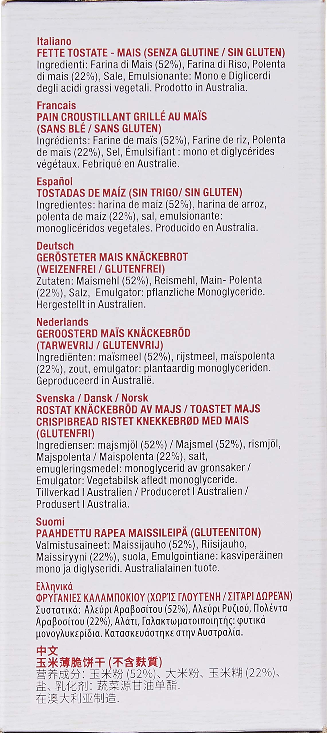 Orgran Gluten Free Toasted Corn Crispibread - 4.4 oz