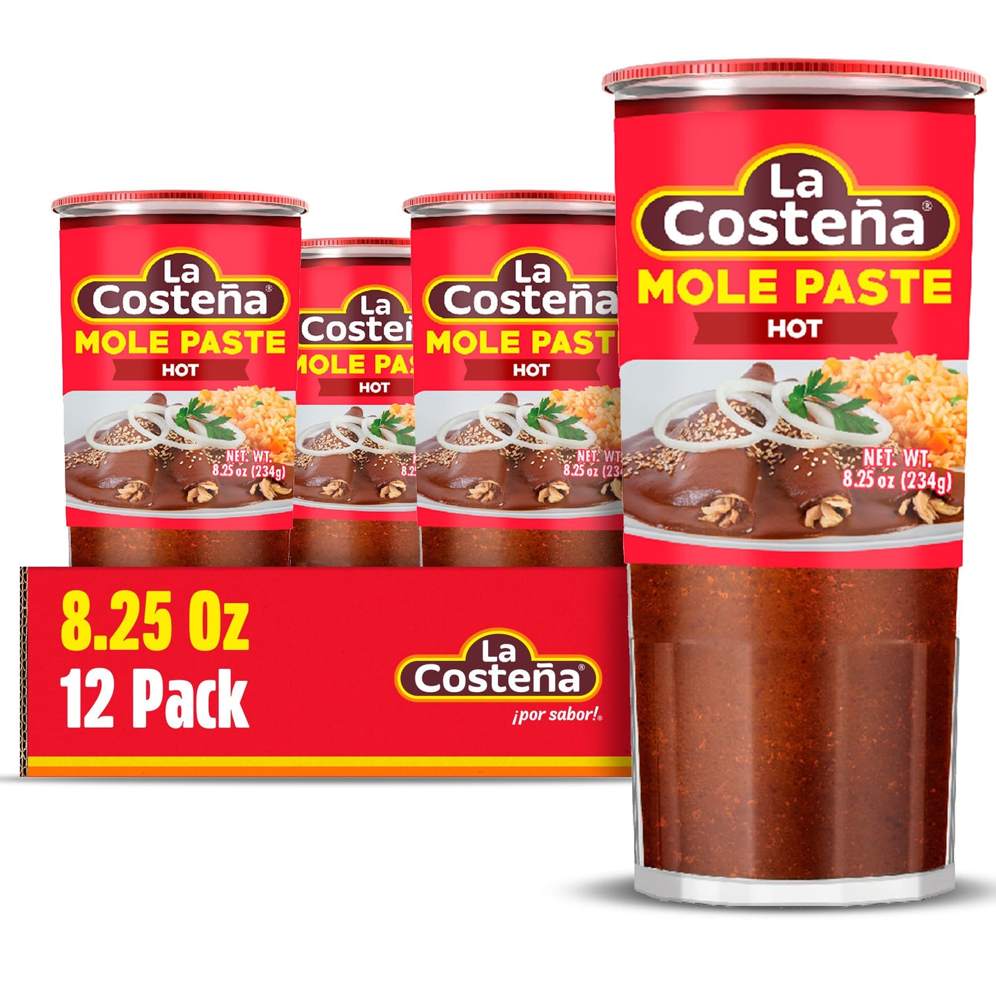 La Costeña Red Mole Sauce - Traditional Paste with Ancho Chiles, Cacao & Spices - Mexican Food, Enchilada Seasoning, Meat Marinade, Rice, Tamale