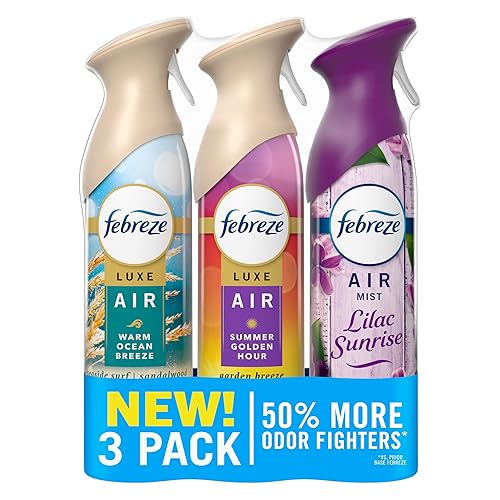 Febreze Air Mist, Air Freshener, Odor Fighting Room Spray, Deodorizer for Home Bathroom Kitchen Office Apartment, Lilac Sunrise, Warm Ocean Breeze