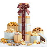 Broadway Basketeers Sympathy Gift Tower Box - Premium Snack Tower with Cookies, Sweets and Savory Treats - Thoughtful Individually Wrapped Kosher
