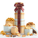 Broadway Basketeers Sympathy Gift Tower Box - Premium Snack Tower with Cookies, Sweets and Savory Treats - Thoughtful Individually Wrapped Kosher