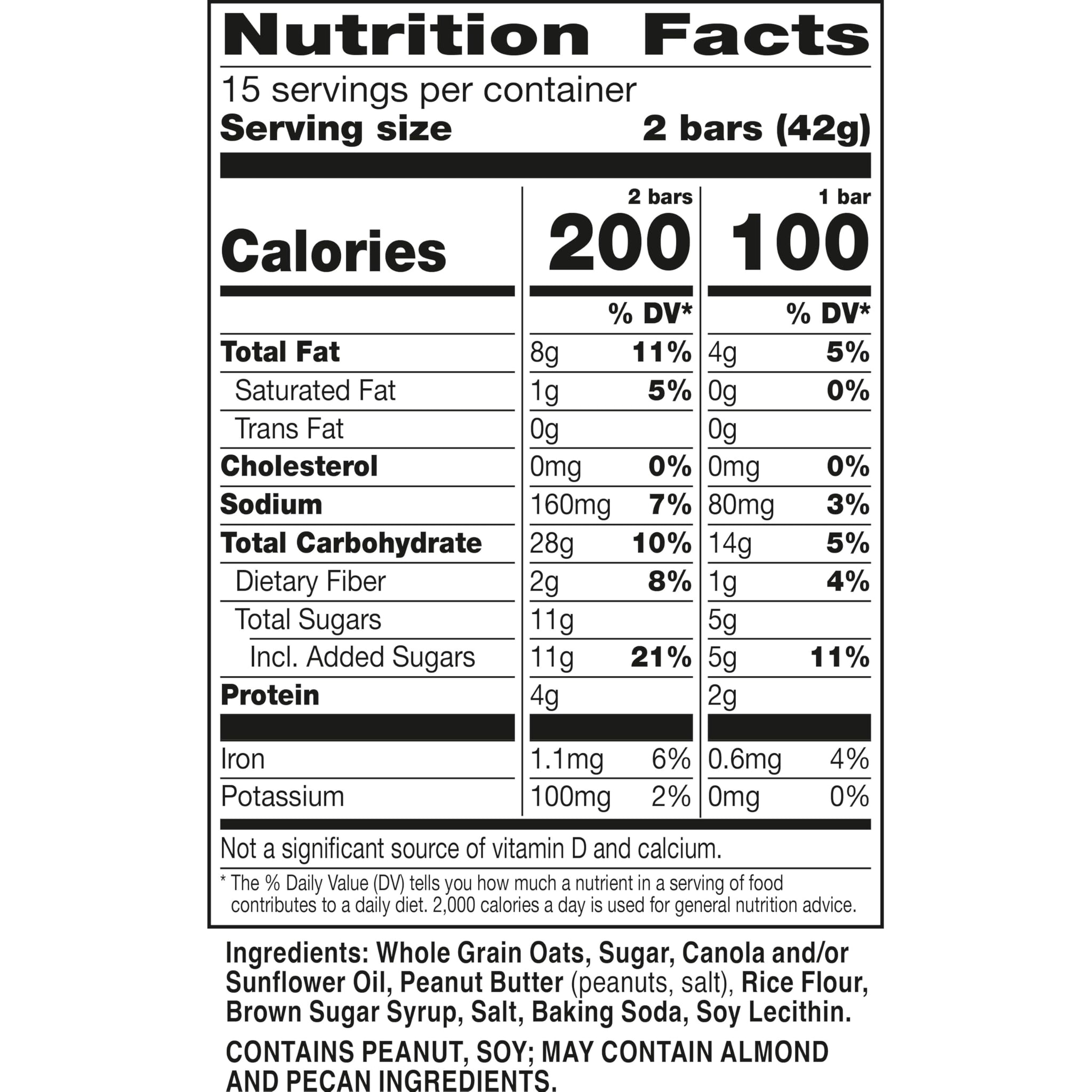 Nature Valley Crunchy Granola Bars, Peanut Butter, 30 Ct, 22.35 oz (15 Pouches)