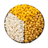 Colby Ridge 3 Way Football Popcorn Tin - White, Caramel, and Cheese Gourmet Craft Popped Gluten Free (3 Gallon - Nebraska)