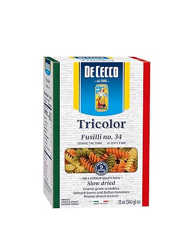 De Cecco Tri-Color Pasta, Fusilli No.34, 12 Ounce