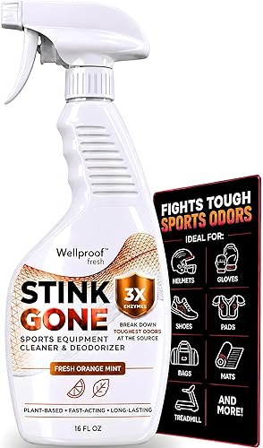Wellproof 2-in-1 Sports Gear Cleaner & Odor Eliminator - 3X Powerful Nano-Enzyme Deodorizer for Athletic Gear, Baseball, Hockey, Football, Boxing