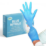 EcoQuality Blue Disposable Nitrile Gloves, Heavy Duty, Latex Free, Powder Free, Mechanic Gloves, Cooking Gloves, Cleaning Gloves (200, Small)