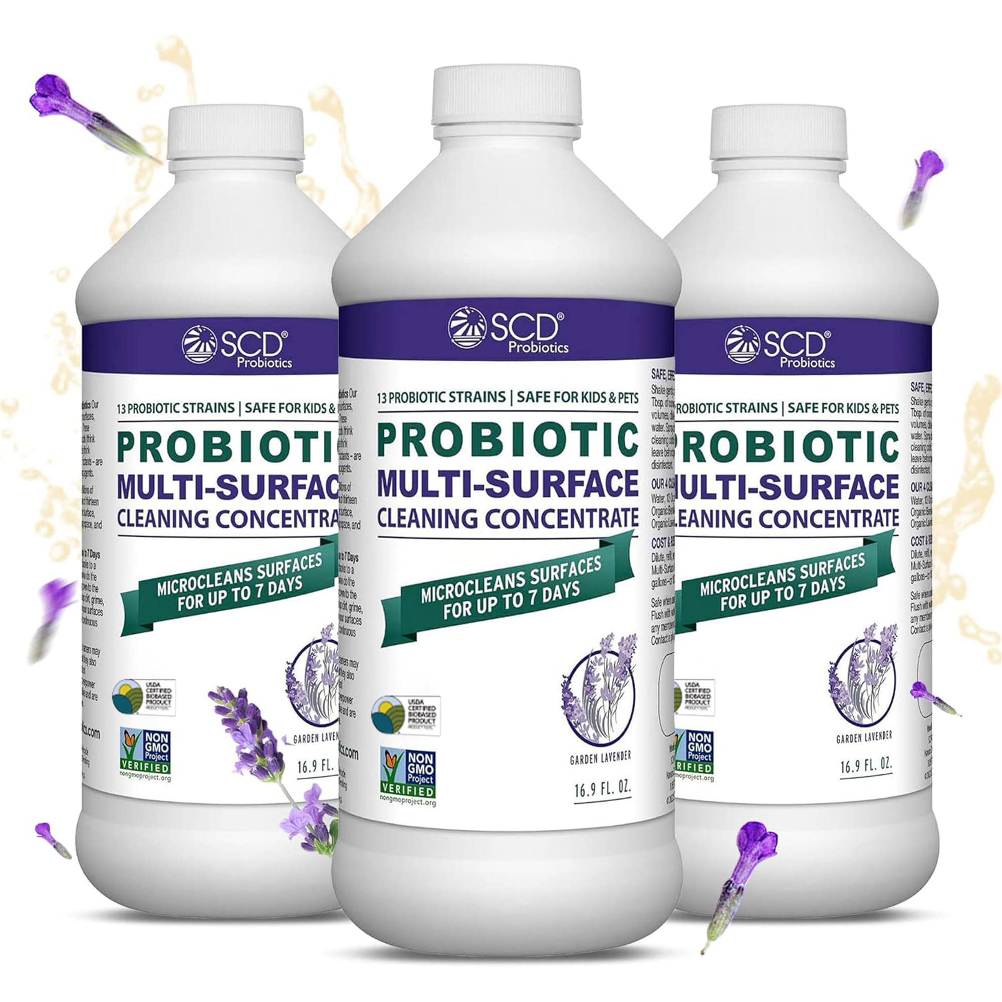 SCD Probiotics Probiotic Multi-Surface Cleaning Concentrate w/Lavender Essential Oil, Microcleans Surfaces for Up to 7 Days, Plant-Based