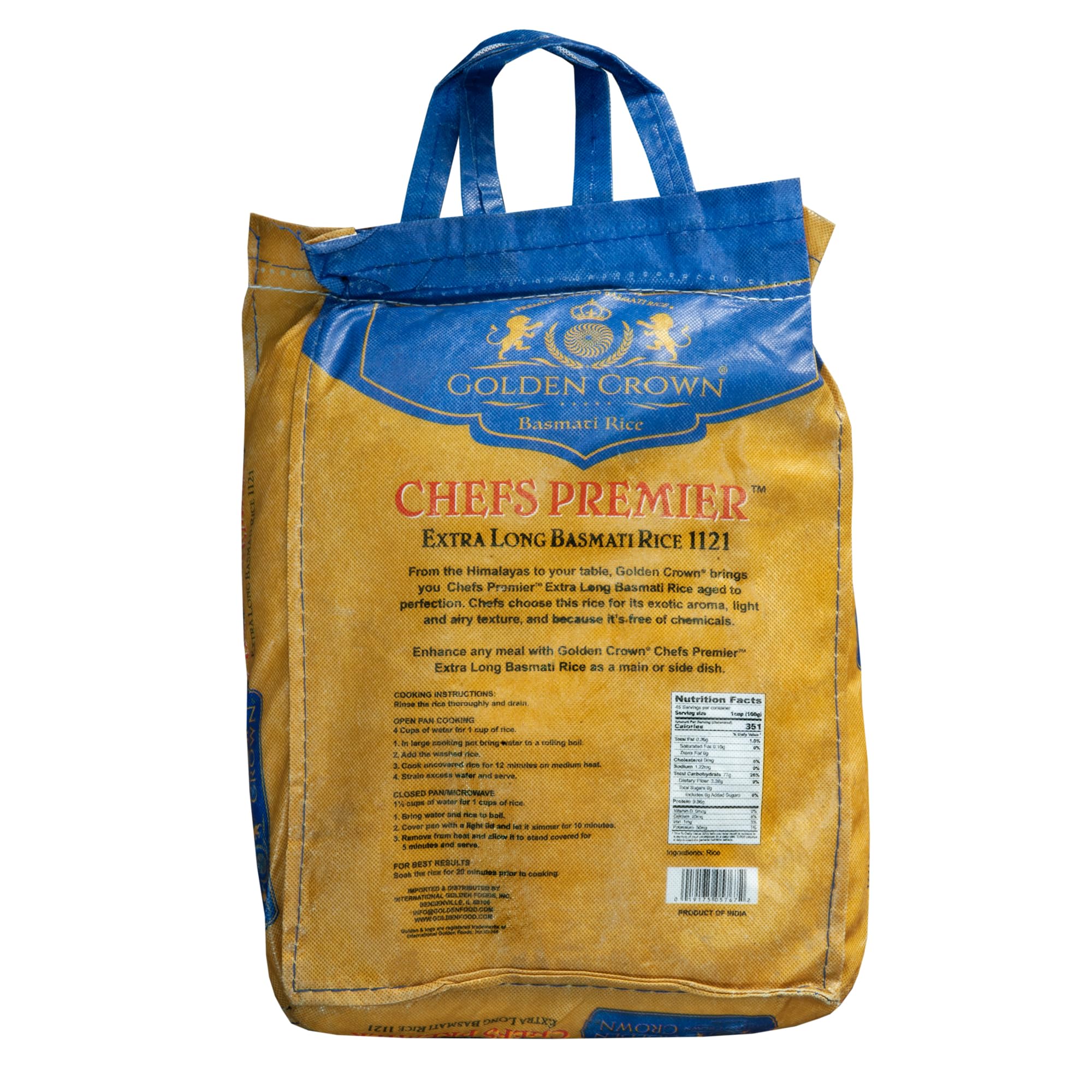 Golden Crown Chefs Premier Basmati Rice - 160 oz (10LB) | Extra Long Aromatic Sella Rice | Fat-Free, Gluten-Free Whole Grain | Tasty and Delicious Flavorful