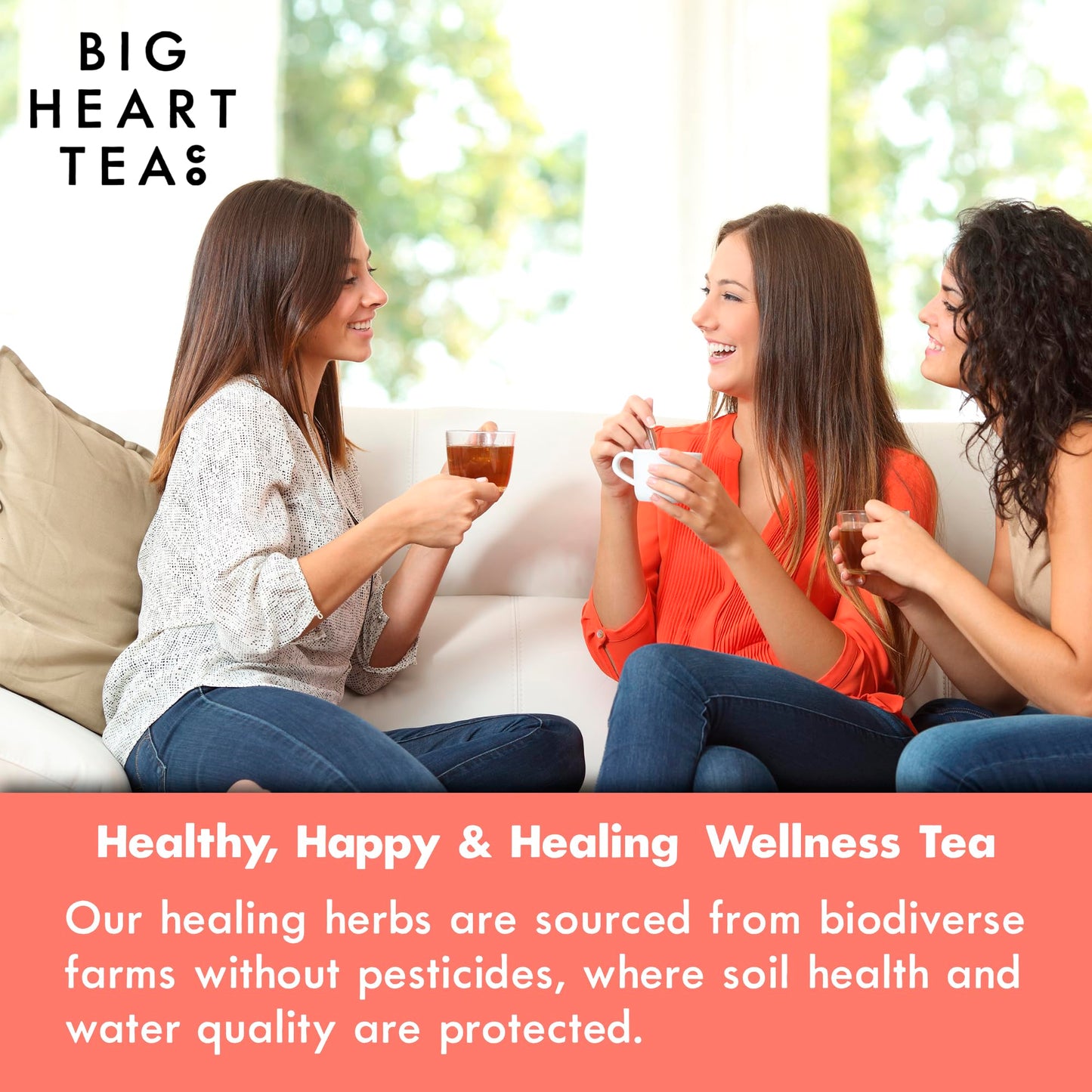 Big Heart Tea Co. Tea Bags - Cup of Love Red Rose - Certified Organic, Floral Ayurvedic Herbal Decaf Tea in Zero Plastic Sachets with Small Batch