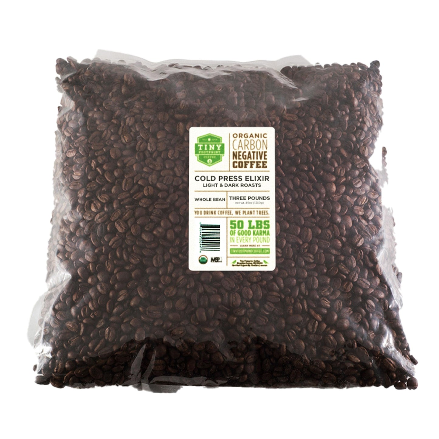 Tiny Footprint Coffee - Organic Cold Press Elixir Cold Brew | Blend of Light & Dark Roasts, Whole Bean Coffee | Fair Trade, Shade Grown & Carbon